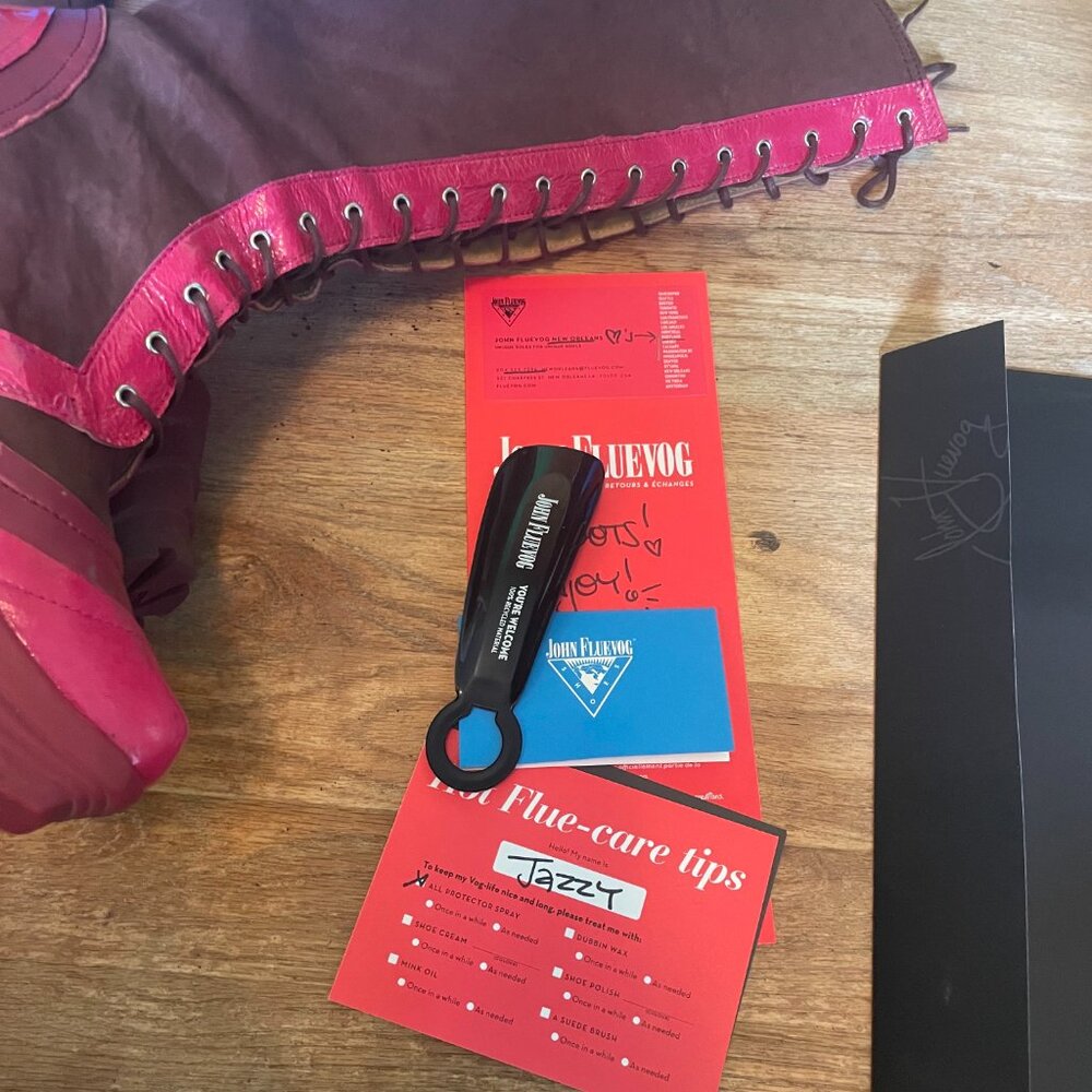 John Fluevog Jazzy Knee-High Pink Platform Lace-Up  Boots Sz 10 - Picture 7 of 8